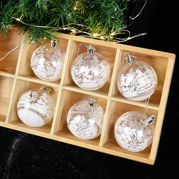6 adet / takım Kutulu Noel Süsler 6cm Beyaz Kar Ağacı Noel Ağacı Damla Topları ev pencere dekorasyonu Kolye Düzenleme