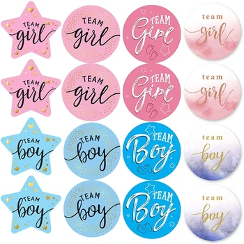 60 adet Pembe Mavi Cinsiyet Reveal Çıkartmalar Takım Erkek Takım Kız Sticker Bebek Duş Parti Dekorasyon Malzemeleri Hediye Kutusu Etiket