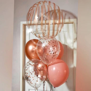7 Adet Metalik Gül Altın Balon Seti konfeti balonları Doğum Günü Partisi Düğün Dekorasyon Yıldönümü Globals Bebek Duş Malzemeleri