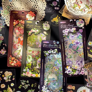 8 ADET Rüya Bahçe Serisi Dekoratif PET Etiket Paketi Bitki Çiçek Scrapbooking Malzeme Etiket Günlüğü Fincan Önemsiz Günlüğü Planlayıcısı