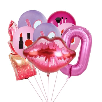 8 adet Spa Makyaj Balonlar Doğum Günü Prenses Kız Seksi Kozmetik Ruj Balon Spa Makyaj Doğum Günü Partisi Dekor Balonlar
