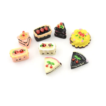 8 adet çeşitli aromalı çikolata çilek kirazlı turta minyatür Kek dollhouse mutfak oyuncaklar