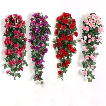 90CM Sahte Gül Asma Çiçekler Bitkiler yapay çiçek Asılı Gül Sarmaşık Ev Otel Ofis Düğün Parti Bahçe Zanaat Sanat Dekoru