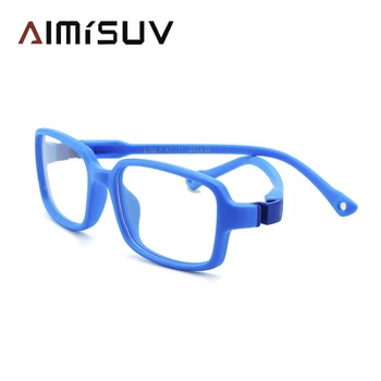 AIMISUV 2023 Moda Unisex TR90 Esnek Ultralight Silikon Gözlük Çerçevesi Çocuklar Kare Optik Şeffaf Gözlük Çocuk UV400