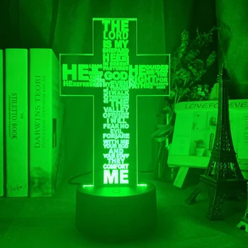 Akrilik 3D Renkli Gece Lambası isa'nın Çarmıha Gerilmesi Kilise Dekorasyon için Hıristiyan LED Aydınlatma Başucu Masa Lambası dua ışıkları