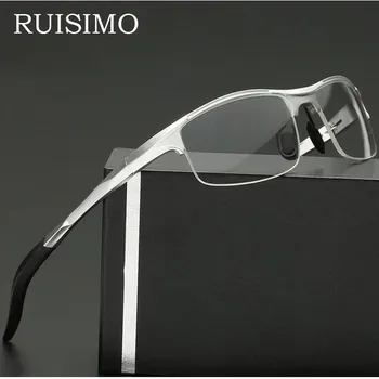 Alüminyum Erkek Gözlük Moda Miyopi Optik Bilgisayar Gözlük Çerçeve Marka Tasarım Düz gözlük retro de grau femininos