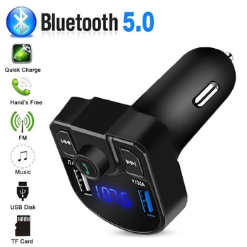 Araba Bluetooth 4.2 FM Verici Kablosuz Handsfree Ses Alıcısı Otomatik MP3 Modülatör Çalar 3.1 A çift USB Araç Hızlı Şarj Cihazı