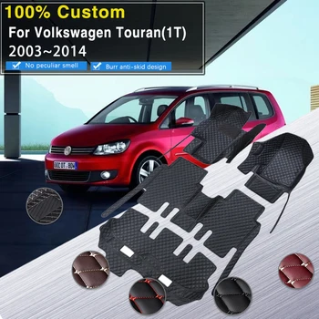 Araba Paspaslar VW Volkswagen Touran İçin 1T 2003 ~ 2014 7 koltuk Su Geçirmez Pedleri Araba Paspasları Tapete Automotivo Para Carro Araba Aksesuarları
