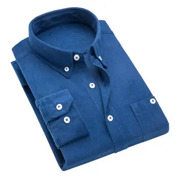 Artı Boyutu Erkek Gömlek Vintage Turn Down Yaka Kadife Erkek Gömlek Düğmeleri Artı Boyutu Uzun Kollu Casual İş İnce Gömlek erkekler