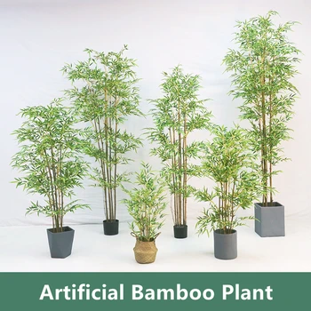 Bambu Ağacı 150/120/90cm Saksı Bambu Bitki Yapay Yeşillik Bitkiler Dekoratif Ağaçlar Ev Ofis için Açık Bahçe Dükkanı