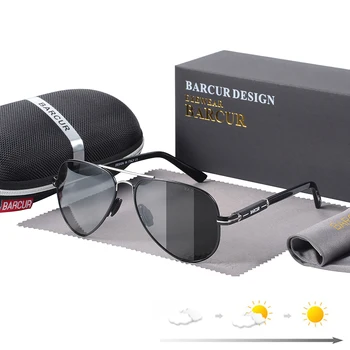 BARCUR Fotokromik Polarize Güneş gözlükleri Erkekler için Güneş Gözlüğü Balıkçılık Yürüyüş Gözlük Oculos Gafas De Sol