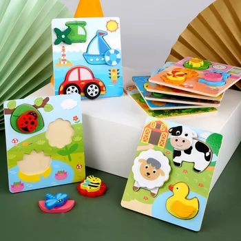 Bebek Ahşap Bulmaca Eğlenceli Oyunlar Montessori Çocuk Maç Bulmaca Karton Oyuncaklar Bebek Hediye İçin