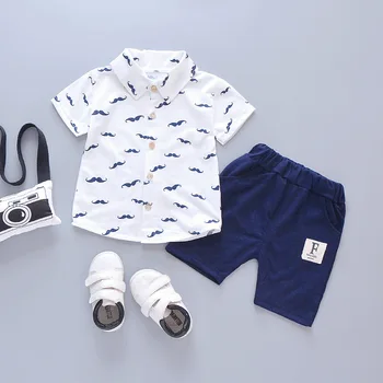 Bebek erkek Sıcak Satış Yaz Kısa Kollu Gömlek Takım Elbise Çocuklar Pamuk Basit Giysiler