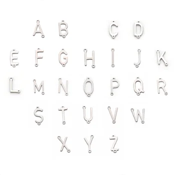 Benim Şekli 10 adet Mektup Harfleri Küçük paslanmaz çelik nazarlıklar Kolye Zinciri Bağlantı Gözenekli Kolye Takı Yapma Aksesuarları için