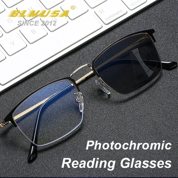 BLMUSA Titanyum Fotokromik okuma gözlüğü Erkekler İlerici Multifokal Gözlük Erkekler için Anti mavi ışık okuma gözlüğü UV400