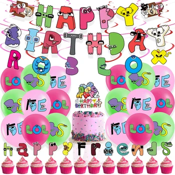 Boyama Alfabe İrfan Doğum Günü Partisi Dekorasyon Alfabe Balon Afiş Kek Topper Doğum Günü Partisi Malzemeleri