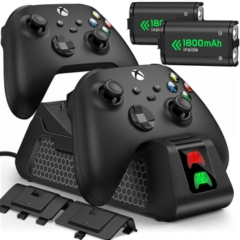 Controle Xbox One / Xbox One X / S / Xbox Serisi X / S Gamepad pil şarj cihazı şarj standı + 2x1800 mAh şarj edilebilir pil Paketi