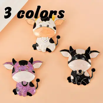 D & Rui Takı Sevimli Boğa Broş Pins 2021 Yeni Tasarım Hayvan Emaye Süt İnek Broş Pin için 3 Renk Mevcut kadın Kızlar Hediyeler