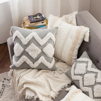 Dantel Püskül püsküllü yastık kılıfı ev dekorasyon Bohem tarzı yastık başlık kanepe yastık takımı