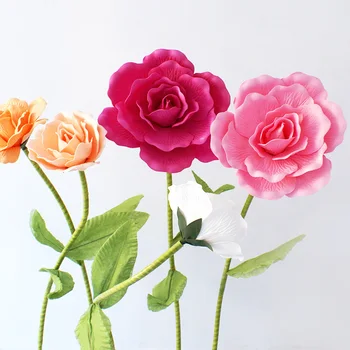 Dev yapay çiçek Sahte Çiçek Büyük Köpük Gül Kaynaklanıyor Düğün Arka Plan Dekor için Pencere Ekran Sahne sevgililer Günü
