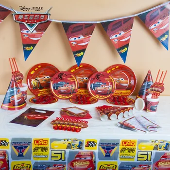 Disney Arabalar Doğum Günü Partisi Süslemeleri Çocuklar Favor Yıldırım McQueen kağıt bardaklar Tabaklar Bebek Duş Tek Kullanımlık Sofra Malzemeleri