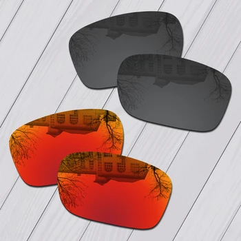 E. O. S 2 Pairs Siyah ve Yangın Kırmızı Polarize Yedek Lensler Oakley Türbini OO9263 Güneş Gözlüğü