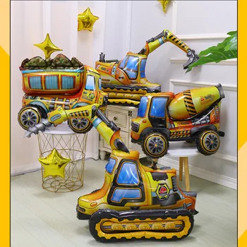 Ekskavatör Araba Montaj 3D Balon Hediye çocuk oyuncağı Üç Boyutlu Tankı iş makinesi Doğum Günü Partisi dekorasyon balonu
