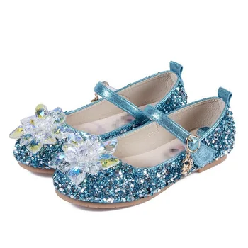 Fantezi Kızlar Prenses Aksesuar Kristal ayakkabı Sandalet Çocuklar Düz Kar Kraliçesi Ayakkabı 4 5 7 8 Yıl Doğum Günü Partisi Giyim Sandalet