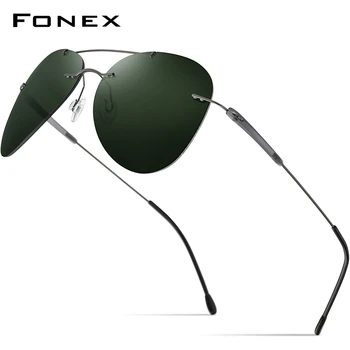 FONEX Titanyum Alaşımlı TR90 Çerçevesiz Güneş Gözlüğü Erkekler 2021 Yeni Ultralight Vidasız Havacılık Kadın polarize güneş gözlükleri Adam 851 için