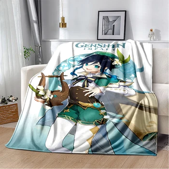 Genshin Darbe Battaniye En İyi Hediye için Anime polar şal Battaniye Ev Baskılı Ultra Yumuşak Sıcak Yatak Örtüsü Yatak kanepe battaniyesi