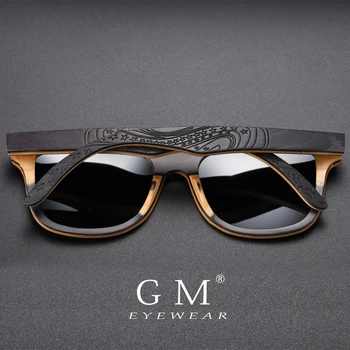GM Marka Tasarımcı ahşap Güneş Gözlüğü Yeni Erkekler Polarize Siyah Kaykay Ahşap Güneş Gözlüğü Retro Vintage Gözlük Dropshipping S5832