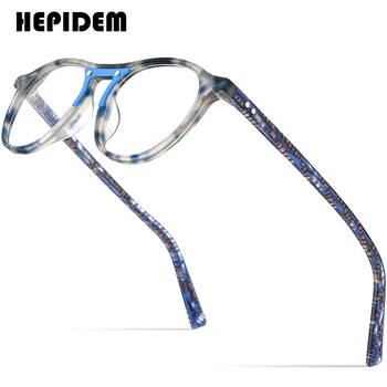 HEPIDEM Asetat Gözlük Çerçevesi Erkekler 2022 Yeni Vintage Retro Pilot Gözlük Kadınlar Optik Reçete Gözlük Gözlük 9180