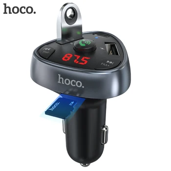 HOCO PD hızlı Şarj USB Araç Şarj LED Ekran FM Verici Modülatör Bluetooth Handsfree Araç Kiti Ses MP3 Çalar iphone