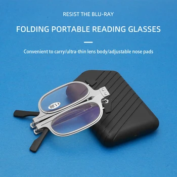 IENJOY paslanmaz çelik okuma gözlüğü mavi ışık engelleme gözlük erkekler presbiyopi gözlük katlanabilir Mini gözlük çerçevesi