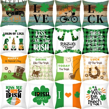 İrlandalı Günü Partisi Dekor Atmak Yastık Kılıfı Shamrock Yonca Yastık Kapakları Mutlu Aziz Patrick Günü Süslemeleri Ev Süsleme için