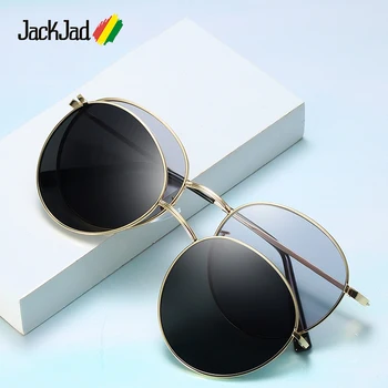 JackJad 2020 Moda Vintage Yuvarlak Tarzı Çift Katmanlı güneş gözlüğü üzerinde klip Lens Çıkarılabilir Marka Tasarım güneş gözlüğü Oculos De Sol