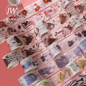 JIANWU / 40 / 42 5mm * 300cm Anime Karakterler PET Washi Bant Sevimli Karikatür Kolaj Günlüğü Dekorasyon Maskeleme Bantları Kawaii Kırtasiye