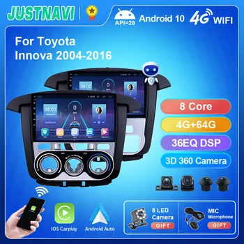 JUSTNAVI 2Din Android 10.0 Akıllı Araba Radyo Video Oynatıcı Toyota Innova 2004-2016 İçin Otomatik BT Multimedya GPS Stereo Carplay Hiçbir DVD