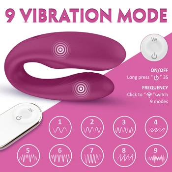 Kablosuz Çift Vibratör Kadınlar Ve Erkekler İçin Yapay Penis G Noktası U Silikon Stimülatörü Çift Vibratörler Seks Oyuncak Yetişkin Çift İçin