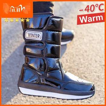 Kadın botları 2022 kış kar botları su geçirmez kaymaz kadın kış ayakkabı kalın kürk yüksek kaliteli sıcak çizme