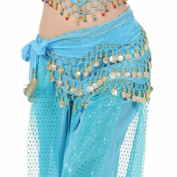 Kadın Oryantal Dans Vücut Zinciri 98 Sikke Sequins Püskül korse Dansçı Şifon cıngıllı şal Hindistan Dansçı Etek Yetişkin Uygulama
