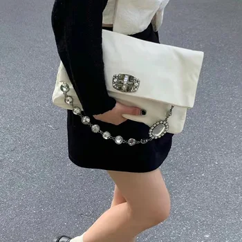 Kadın Tasarımcı Rhinestones Kristal Örgü Koltukaltı Çanta akşam Çanta Yumuşak Kemer Kolu el çantası Parti Balo Düğün omuzdan askili çanta