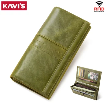 KAVIS Hakiki Deri Kadın Debriyaj Cüzdan ve Kadın bozuk para cüzdanı Portomonee Kelepçe Telefonu Çanta kart tutucu Kullanışlı Pasaport Tutucu