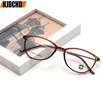 KJDCHD Tungsten Titanyum Gözlük Erkekler Kadınlar Kedi Göz Gözlük Çerçeveleri Reçete Gözlük Ultra Hafif Gözlük Kadın Noktaları
