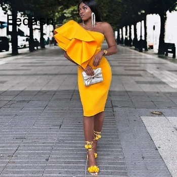 Kısa Kokteyl Elbiseleri 2022 Kadın Giyim için Bir Omuz Diz Boyu Seksi Afrika Parti Balo Abiye robe kokteyl Gala Resmi