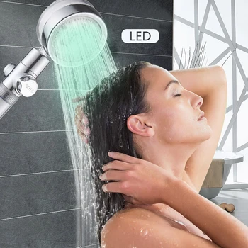LED sıcaklık Sensörü Duş Püskürtücü Su tasarruflu duş ile LED ışık Yüksek Basınç Filtresi Duş Başlığı