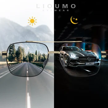 LIOUMO Kare Güneş Gözlüğü Erkekler polarize güneş gözlükleri Kadınlar Fotokromik Sürüş Gözlük Bukalemun UV400 Gözlük lentes de sol