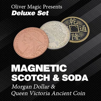 Manyetik Scotch & Soda (Morgan Dolar ve Kraliçe Victoria Antik Sikke) Oliver tarafından Sihirli Klasik Sihirli Set Sihirli Hileler Yanılsamalar