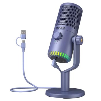 Maono USB Kondenser Mikrofon kulaklık çıkışı İle RGB ışıkları oyun Bilgisayar telefonu için mikrofon akışı Podcast YouTube DM30
