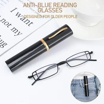 Metal okuma gözlüğü Gözlük Durumda Erkekler Kadınlar Yüksek çözünürlüklü Anti-mavi ışık Anti-Yorgunluk okuma gözlüğü Yaşlılar için